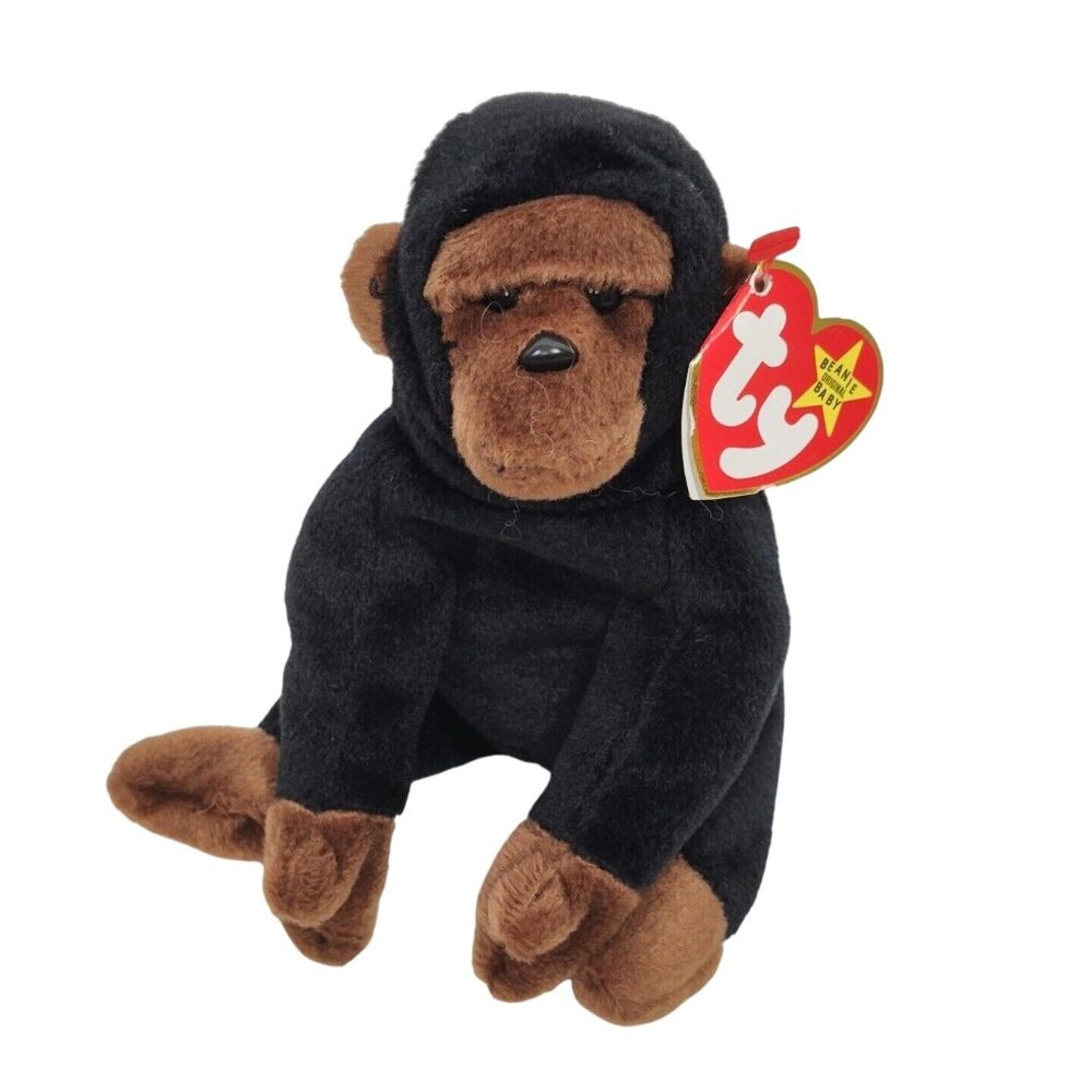 Ty Beanie Babies Congo Gorilla Monkey Plush Stuffed Animal Toy Black Brown 6 in